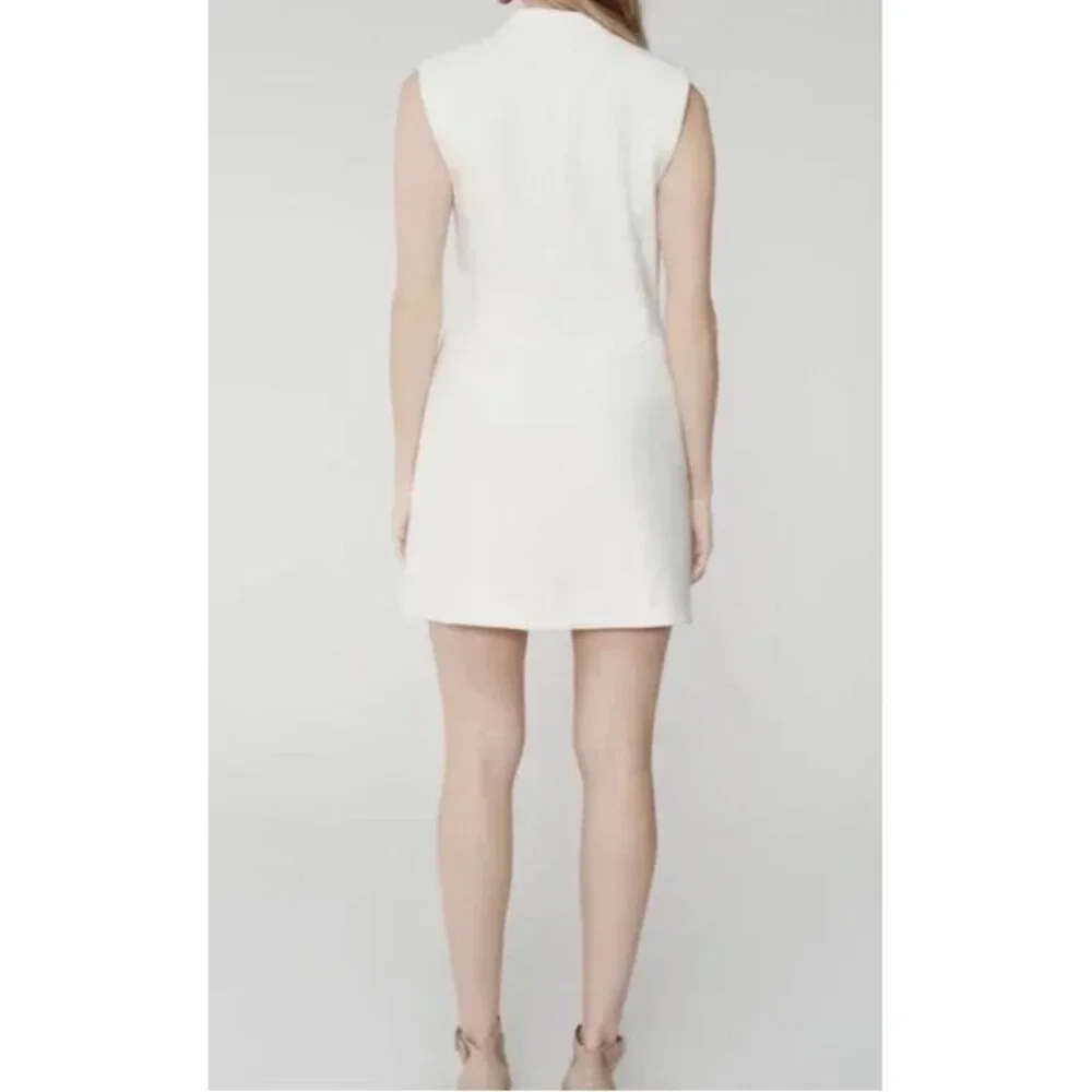 BCBGMAXAZRIA Off White V-Neck Caryn Wrap Vest Mini Dress Women's Large Elegant - Picture 4 of 15